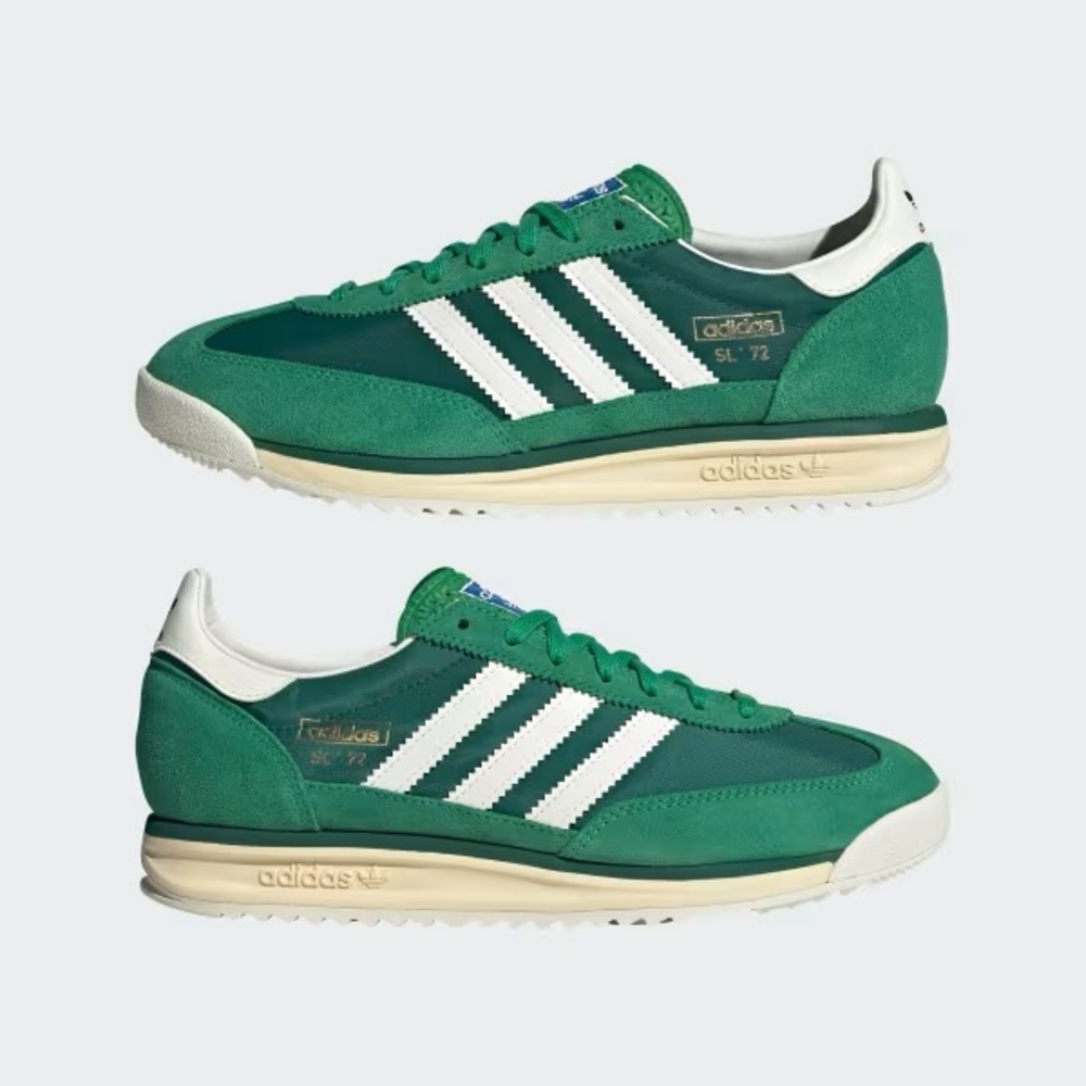 adidas Green Suede & White Stripe SL 72 Sneakers
